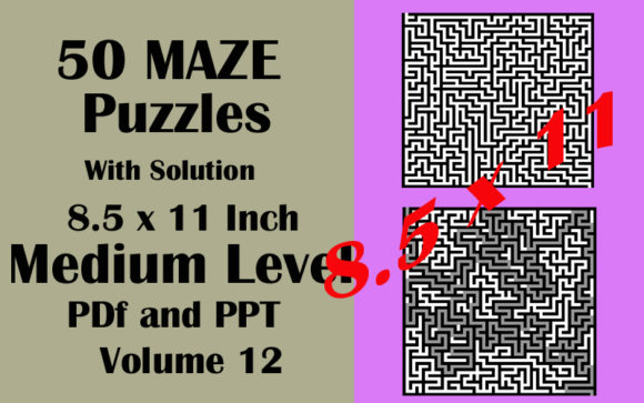 Download 50 Maze Medium Level 8.5x11 PDF PPTX V12 - Premium Bundle